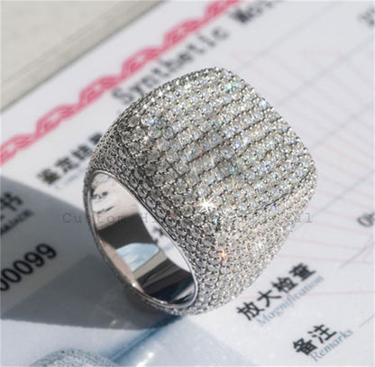 Hip Hop 10K Solid Gold VVS Moissanite Ring Fully Iced Rapper Jewelry