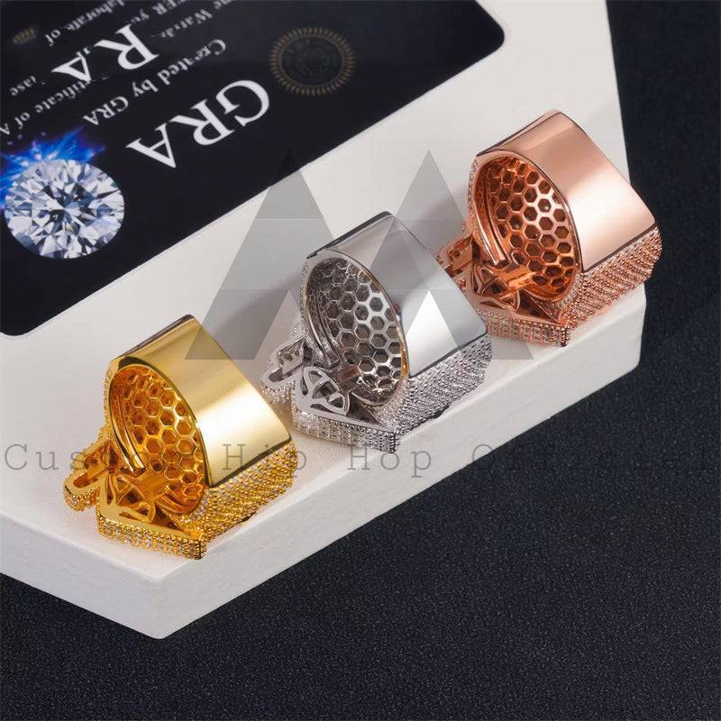 Stylish New Arrival Hip Hop VVS Baguette Cut Design Iced Out Moissanite Diamond House Ring