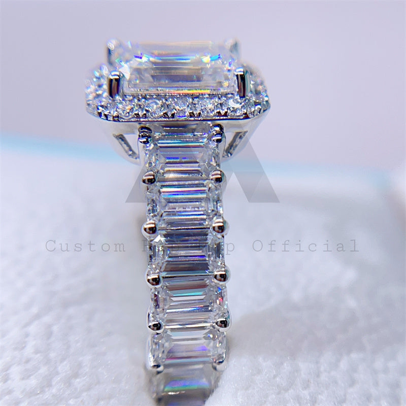 Hip hop jewelry featuring Emerald Cut Moissanite Vintage Engagement Ring in 10K 14K 18K Real Gold0