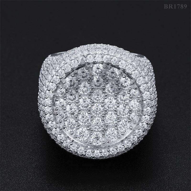 Fully Iced 925 Silver Men Fashion Design VVS Moissanite Iced Out Ring Hip Hop