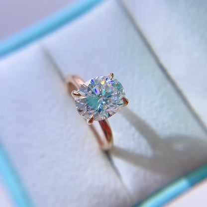 Elegant 3CT Oval Cut Moissanite Diamond Ring in Rose Gold - GRA Certified4