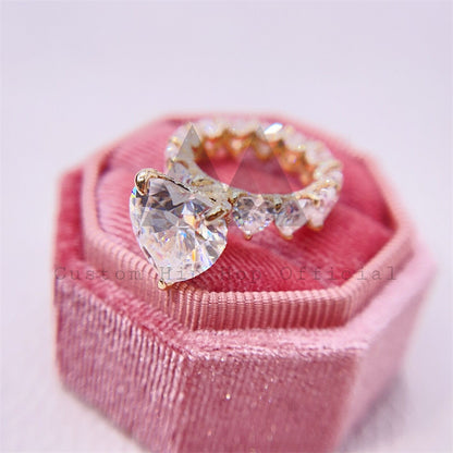 Women Jewelry VVS Heart Cut Moissanite Engagement Ring 925 Silver 10K 14K 18K Yellow Gold