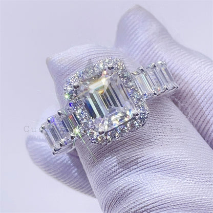 Hip hop jewelry featuring Emerald Cut Moissanite Vintage Engagement Ring in 10K 14K 18K Real Gold1