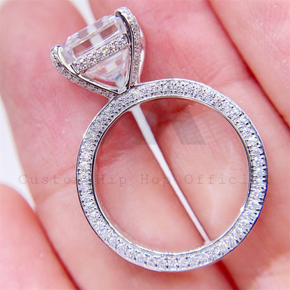 модный дизайн, обручальное кольцо из 10-каратного белого золота с огранкой Ашер, бриллиант с муассанитом