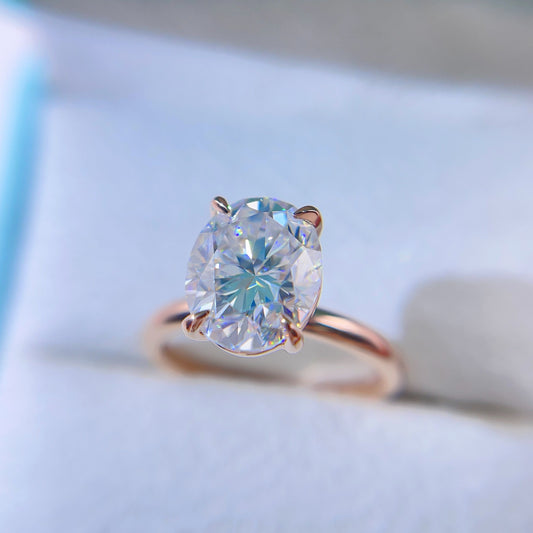Elegant 3CT Oval Cut Moissanite Diamond Ring in Rose Gold - GRA Certified2