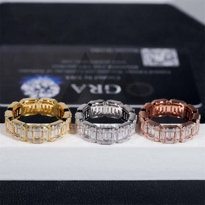 New Arrival Stylish Iced Out Baguette Cut Moissanite Eternity Ring For Men