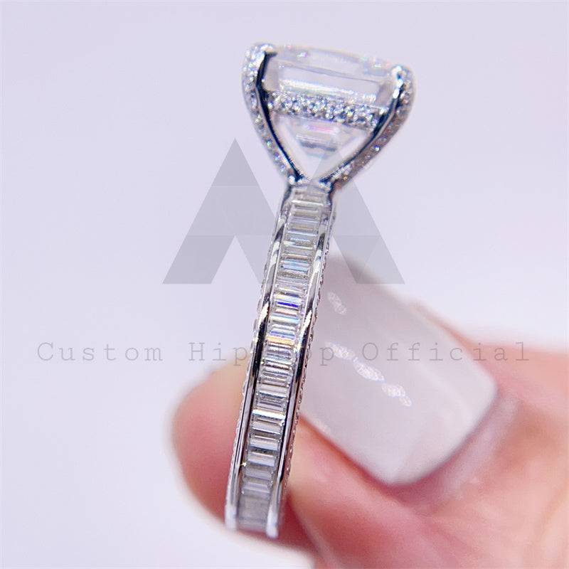 fashion design 10k white gold asscher cut engagement ring vvs moissanite diamond