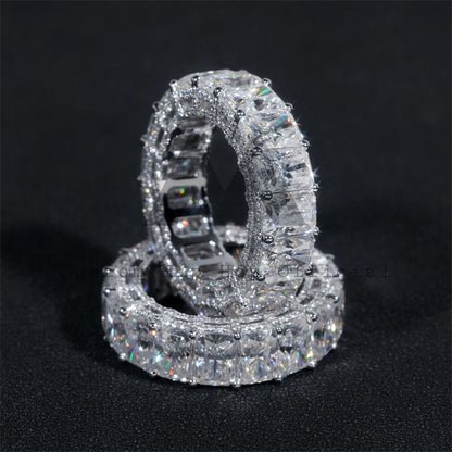 Высококачественное сертифицированное Gra кольцо вечности из 10-каратного белого золота с ледяной сияющей огранкой и муассанитом
