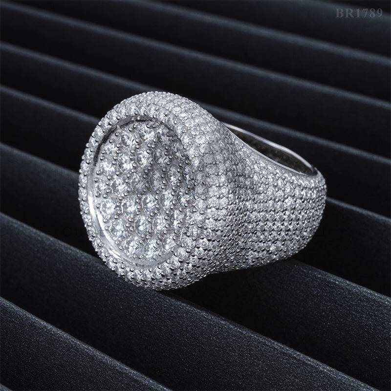 Fully Iced 925 Silver Men Fashion Design VVS Moissanite Iced Out Ring Hip Hop