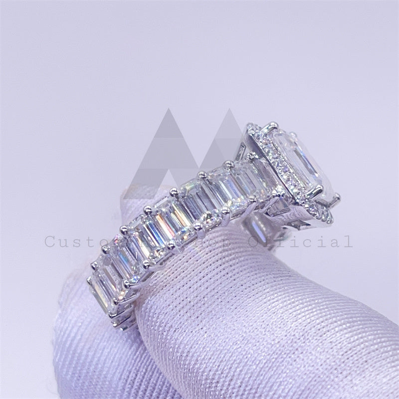 Hip hop jewelry featuring Emerald Cut Moissanite Vintage Engagement Ring in 10K 14K 18K Real Gold3