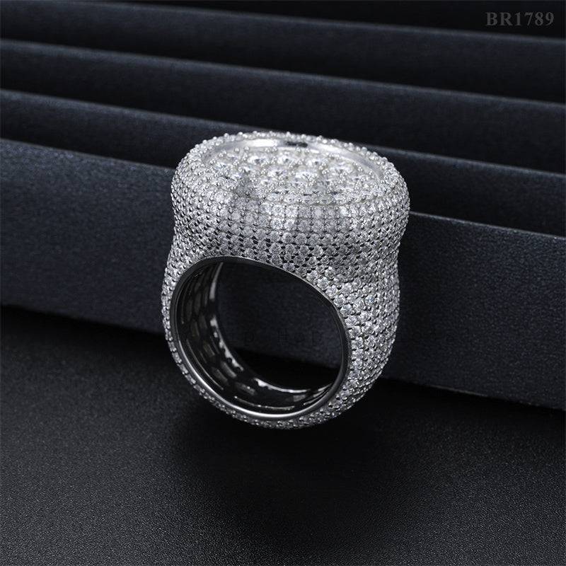 Fully Iced 925 Silver Men Fashion Design VVS Moissanite Iced Out Ring Hip Hop