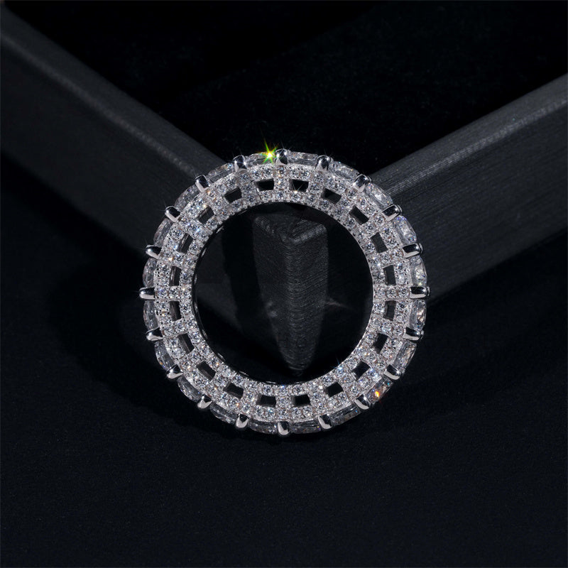 GRA Certificate Real Gold 10K Solid White Gold VVS Moissanite 4MM Side Iced Eternity Ring