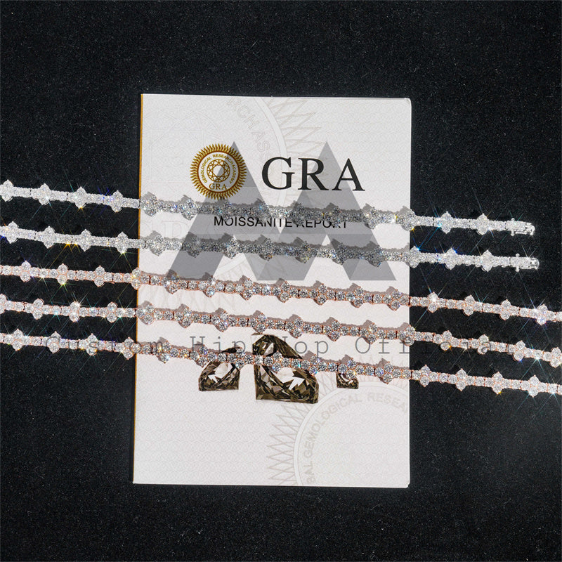 Hip hop jewelry with Cross Charm and Unique Style 3MM Moissanite Tennis Bracelet, White Gold and Rose Gold Plating over 925 Silver1