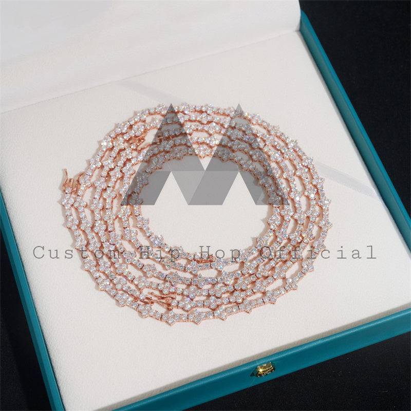 3MM Cross Tennis Chain with VVS Moissanite Diamond Pass Diamond Tester in Rose Gold2