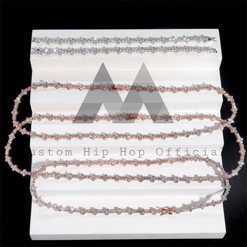 3MM Cross Tennis Chain with VVS Moissanite Diamond Pass Diamond Tester in Rose Gold1