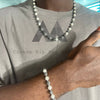 8mm iced out black and white moissanite ball rosary chain in hip hop style