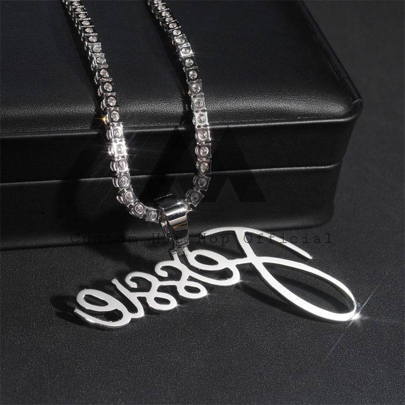 White Gold Moissanite Diamond Iced Out 3" Width Tennis Chain 3MM Jessie Name Chain