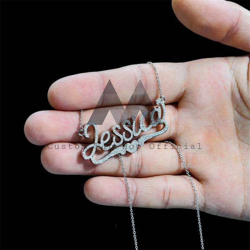 white gold 925 silver women fashion desgin 2" width custom love jessica name necklace