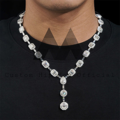 Elegante Iced Out Hallo Diamond Style Bezel Setting Moissanite Colar de diamante com parte de gota