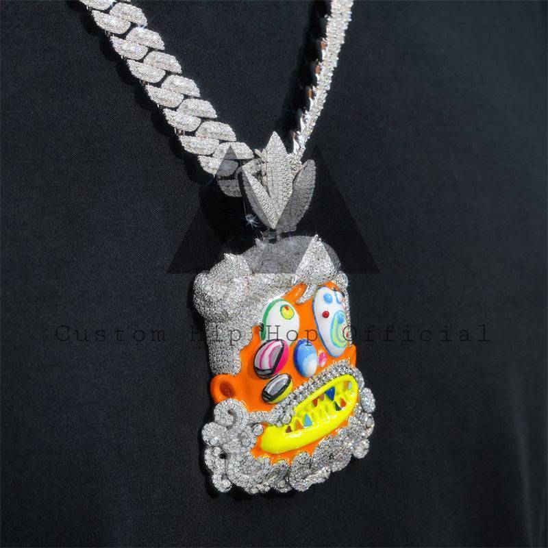 3 inch Iced Out Moissanite Diamond Travis Scott Anime Funny Ghost Enamel Pendant5