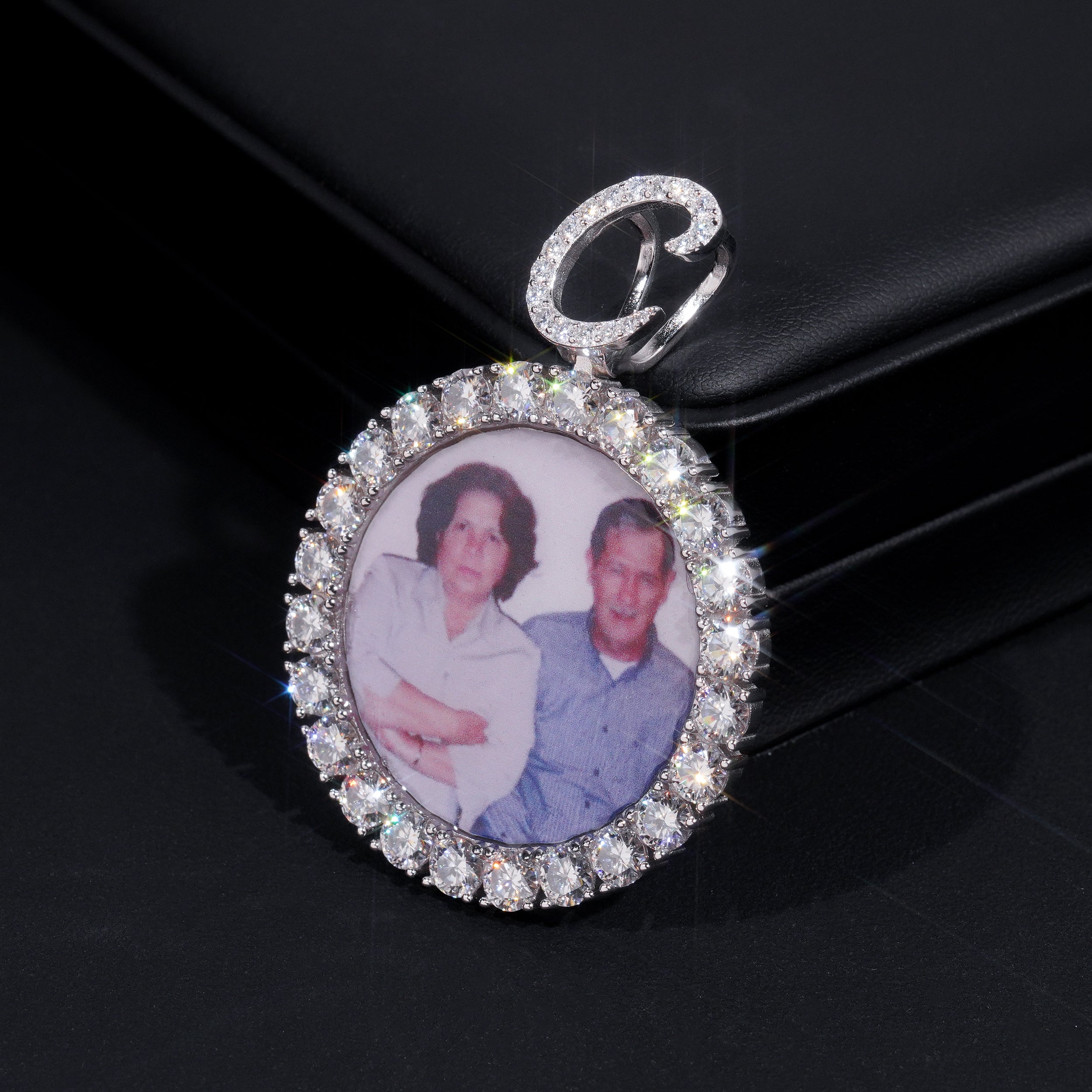 Custom Made 45MM Photo Memory Pendant VVS Moissanite Diamond Match 4MM Tennis Chain