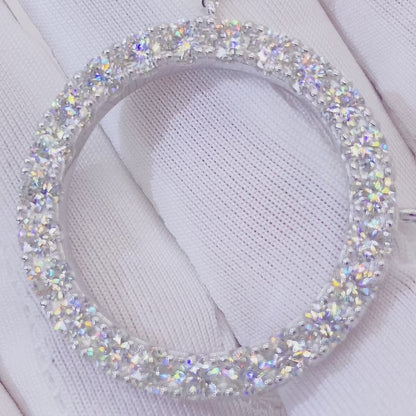 Colar de diamante de moissanite com design clássico, círculo para mulheres, ouro branco, prata 925
