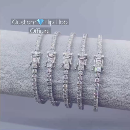 Hot Sell Sterling Silver 925 3MM 4MM Moissanite Tennis Bracelet with GRA Certificate