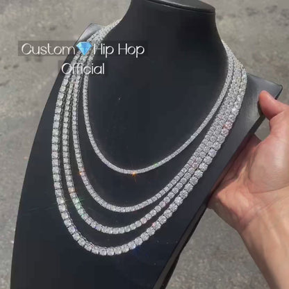 Hot Sell Iced Out Hip Hop GRA Certificated Silver Silver 2MM 3MM 4MM 5MM 6.5MM Moissanite Tennis Chain