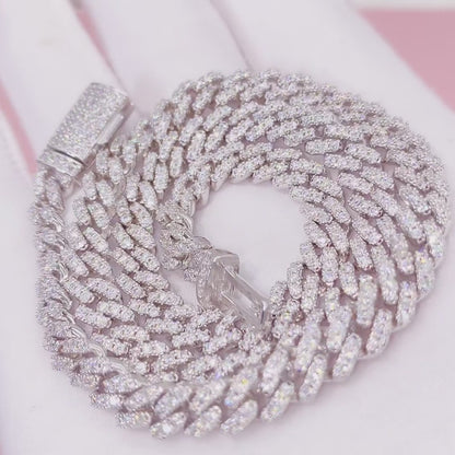 925 Sterling Sivler 6MM Women Moissanite Diamond Cuban Choker Necklace Bracelet