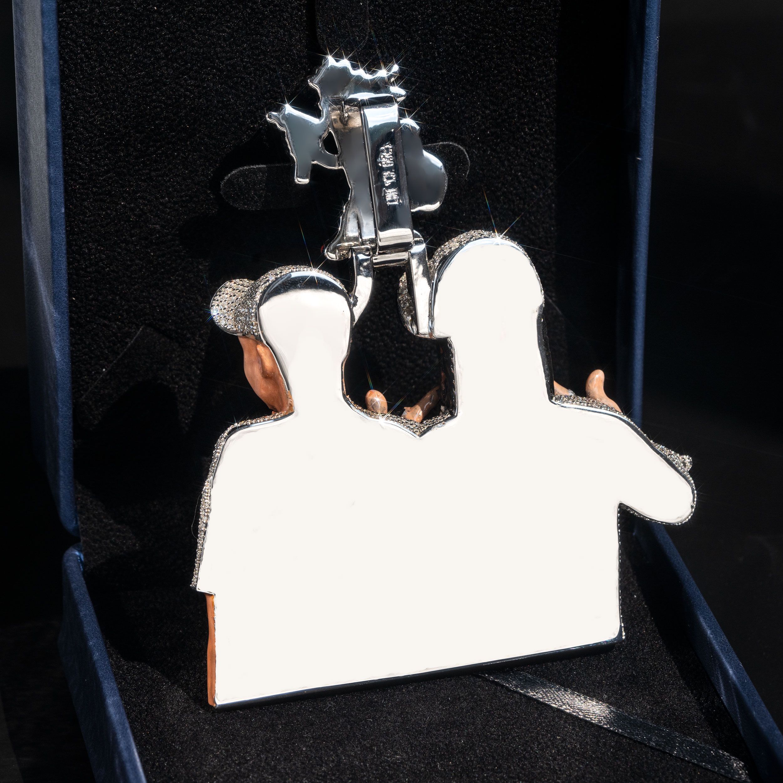 "Rapper" Custom Moissanite Enamael Portrait Pendant 14K Gold