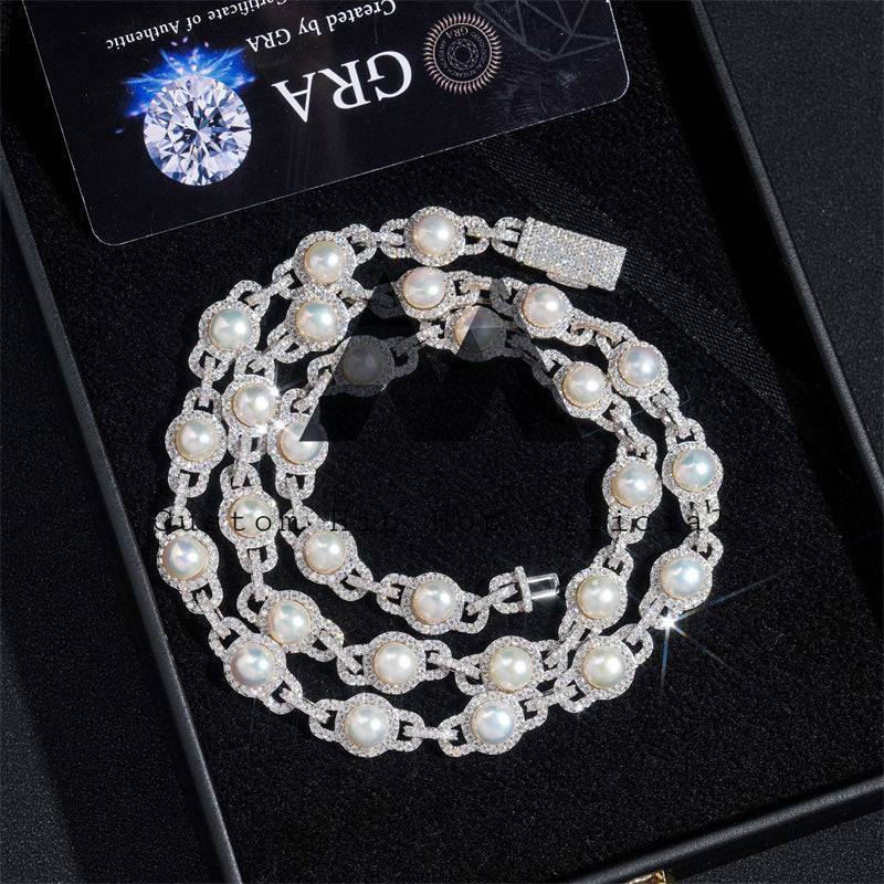 Men's 925 Solid Silver 10MM Iced Out Pearl Hip Hop Jewelry Chain | Rapper Street Fashion5