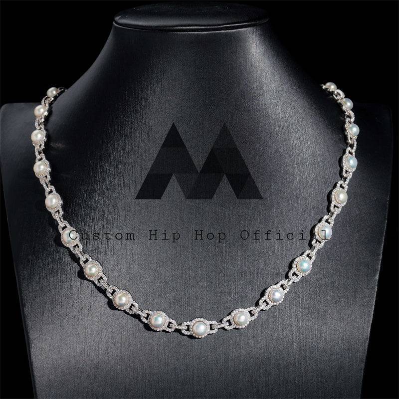 Men's 925 Solid Silver 10MM Iced Out Pearl Hip Hop Jewelry Chain | Rapper Street Fashion3