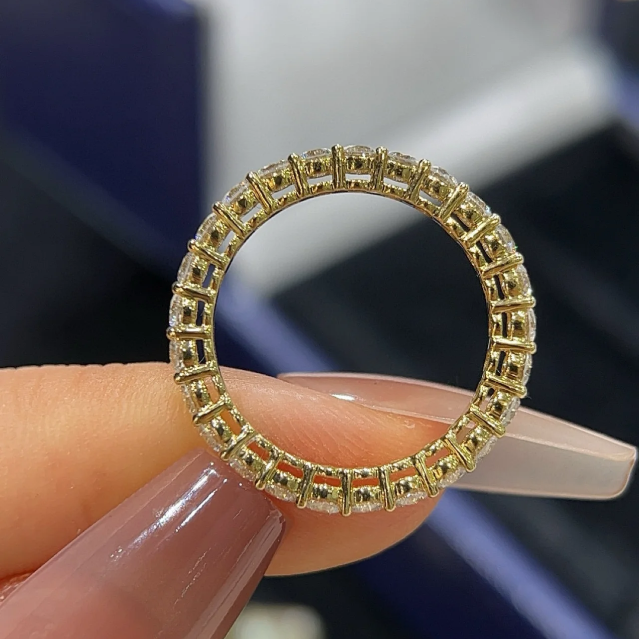 18K Yellow Gold 1.25CT Lab Diamond Eternity Ring Band For Women