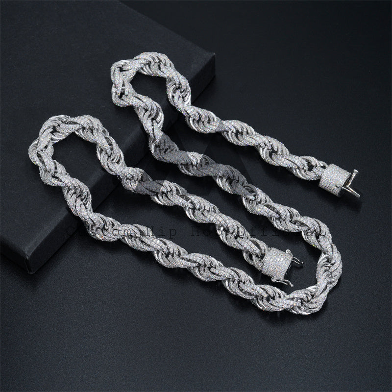 Rapper Chain Buss Down GRA Certificated 10MM Moissanite Rope Chain Iced Out Hip Hop