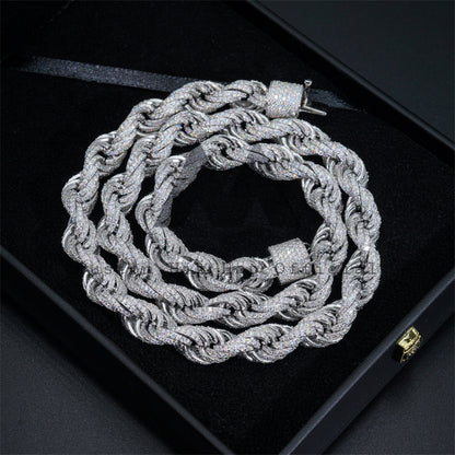 Rapper Chain Buss Down GRA Certificated 10MM Moissanite Rope Chain Iced Out Hip Hop