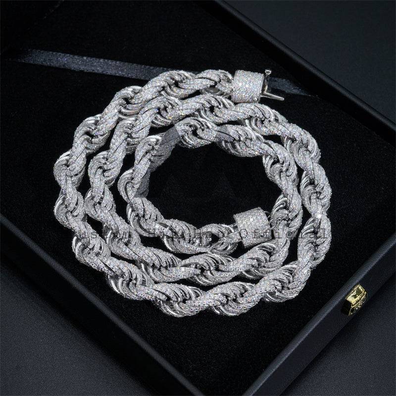 Iced out hip hop jewelry with GRA certificated 10MM Moissanite Rope Chain for rappers3