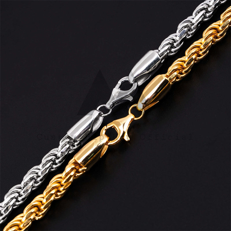 Solid Silver 925 Plain Design Diamond Cut 6MM Rope Chain For Men