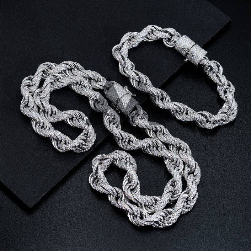 Iced out hip hop jewelry with GRA certificated 10MM Moissanite Rope Chain for rappers1