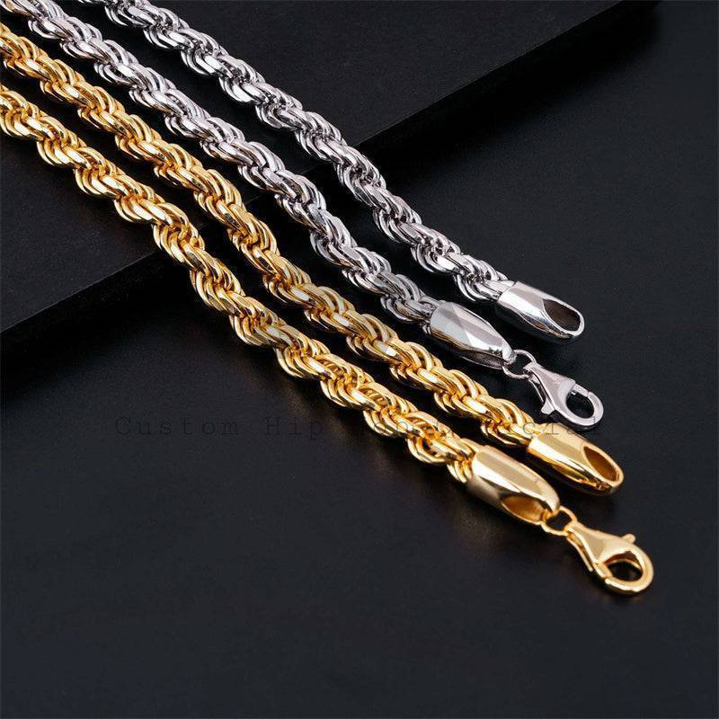 Solid Silver 925 Plain Design Diamond Cut 6MM Rope Chain For Men Hip Hop Jewelry1