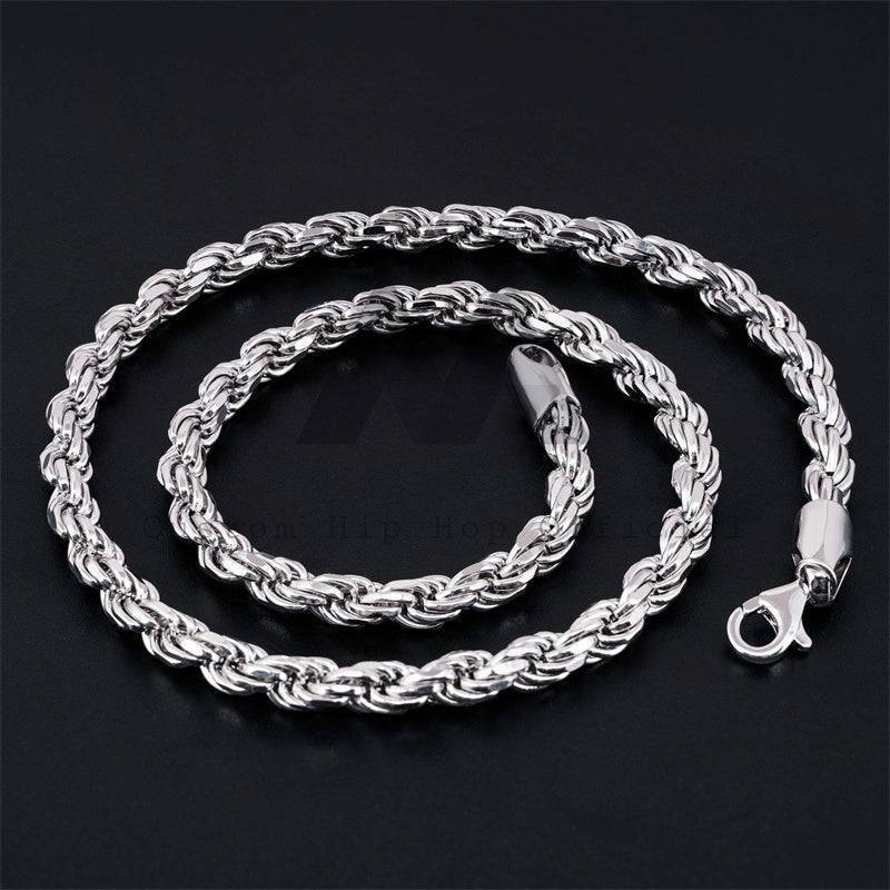 Solid Silver 925 Plain Design Diamond Cut 6MM Rope Chain For Men Hip Hop Jewelry3