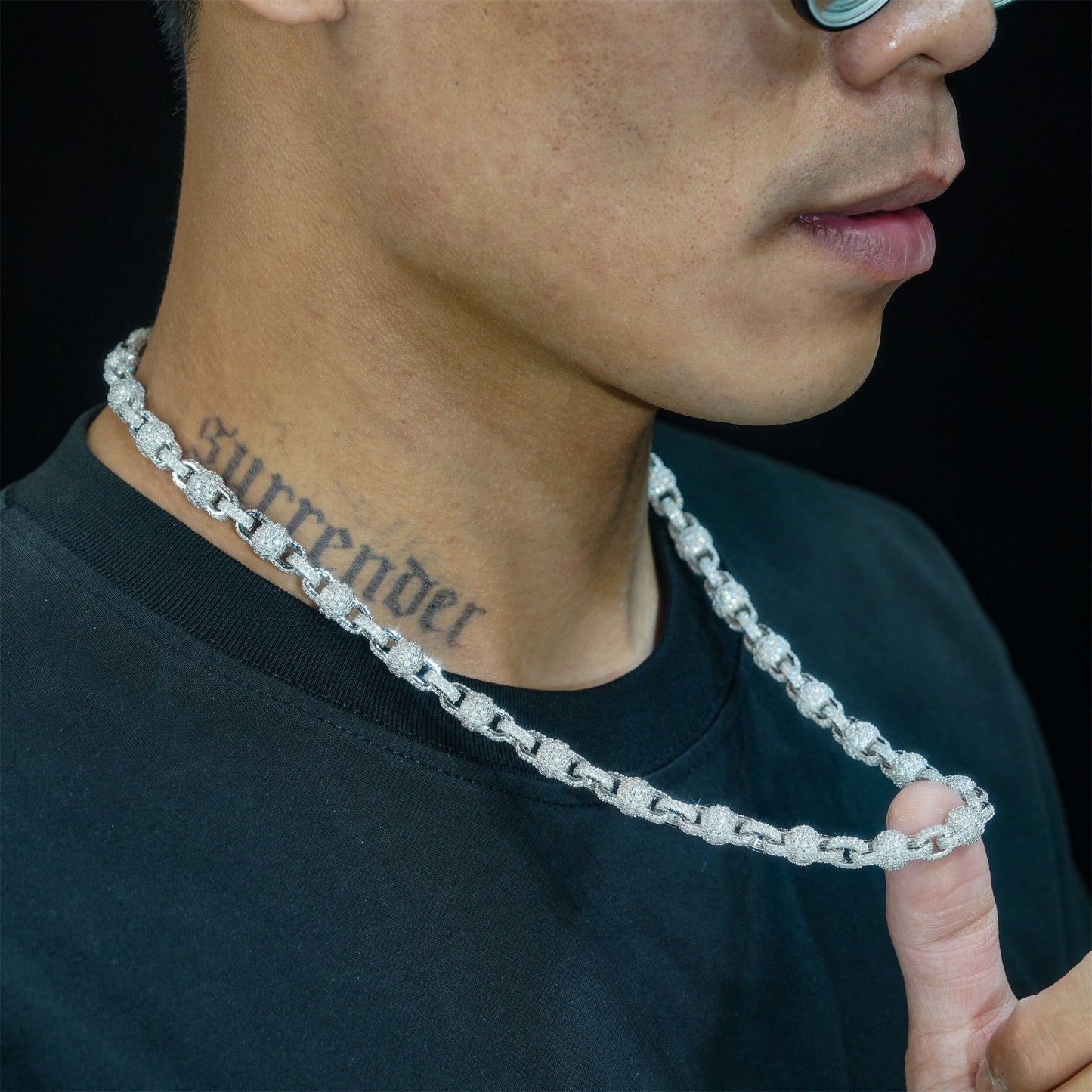Стерлинговое серебро VVS Муассанит с бриллиантами-четками-шариковая цепочка 8 мм в стиле хип-хоп Iced Out