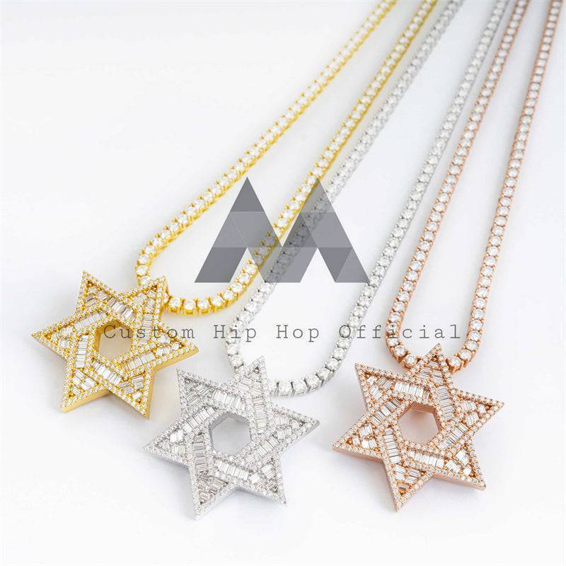 Iced Out Moissanite Star of David Pendant hip hop jewelry