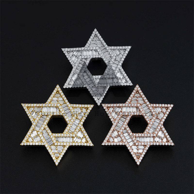 Iced Out Moissanite Star of David Pendant hip hop jewelry