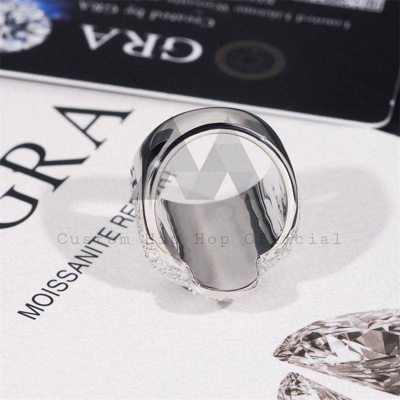 925 Solid Silver Pass Diamond Tester Moissanite Skull Ring Iced Out For Men