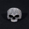 925 Solid Silver Pass Diamond Tester Moissanite Skull Ring Iced Out For Men