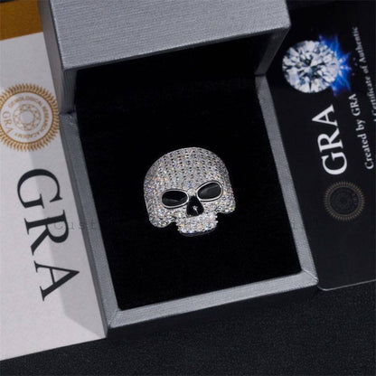 925 Solid Silver Pass Diamond Tester Moissanite Skull Ring Iced Out For Men