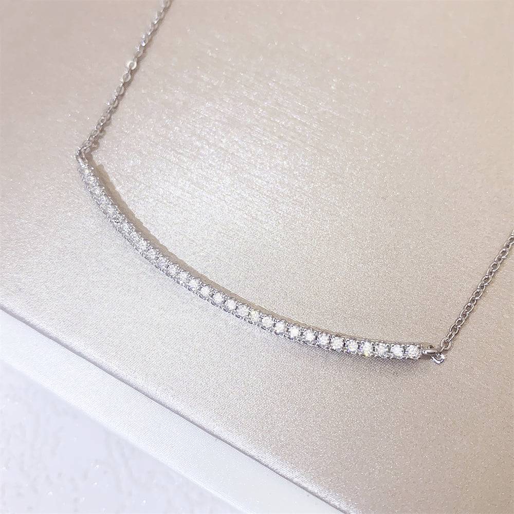 Sterling Silver 925 White Gold Plating Moissanite Diamond Smile Necklace For Women