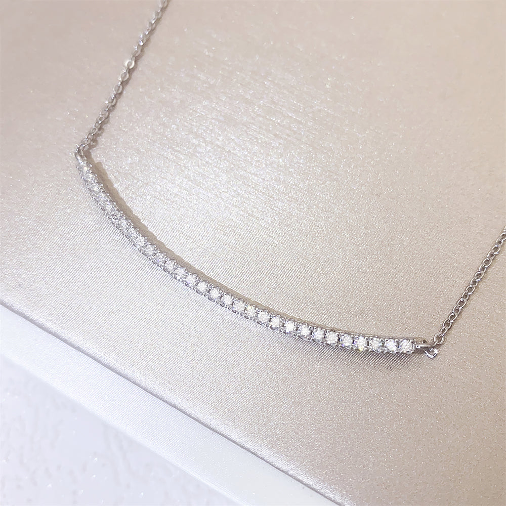 Ожерелье с улыбкой из стерлингового серебра 925 пробы из белого золота с муассанитом и бриллиантами для женщин
