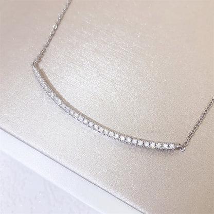 Sterling Silver 925 White Gold Plating Moissanite Diamond Smile Necklace For Women