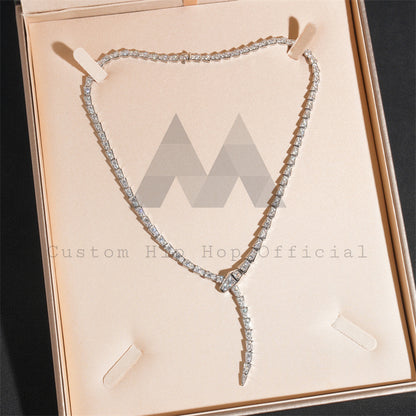 Iced Out Moissanite Diamond Pass Diamond Tester Colar de cobra de prata esterlina 925 para mulheres
